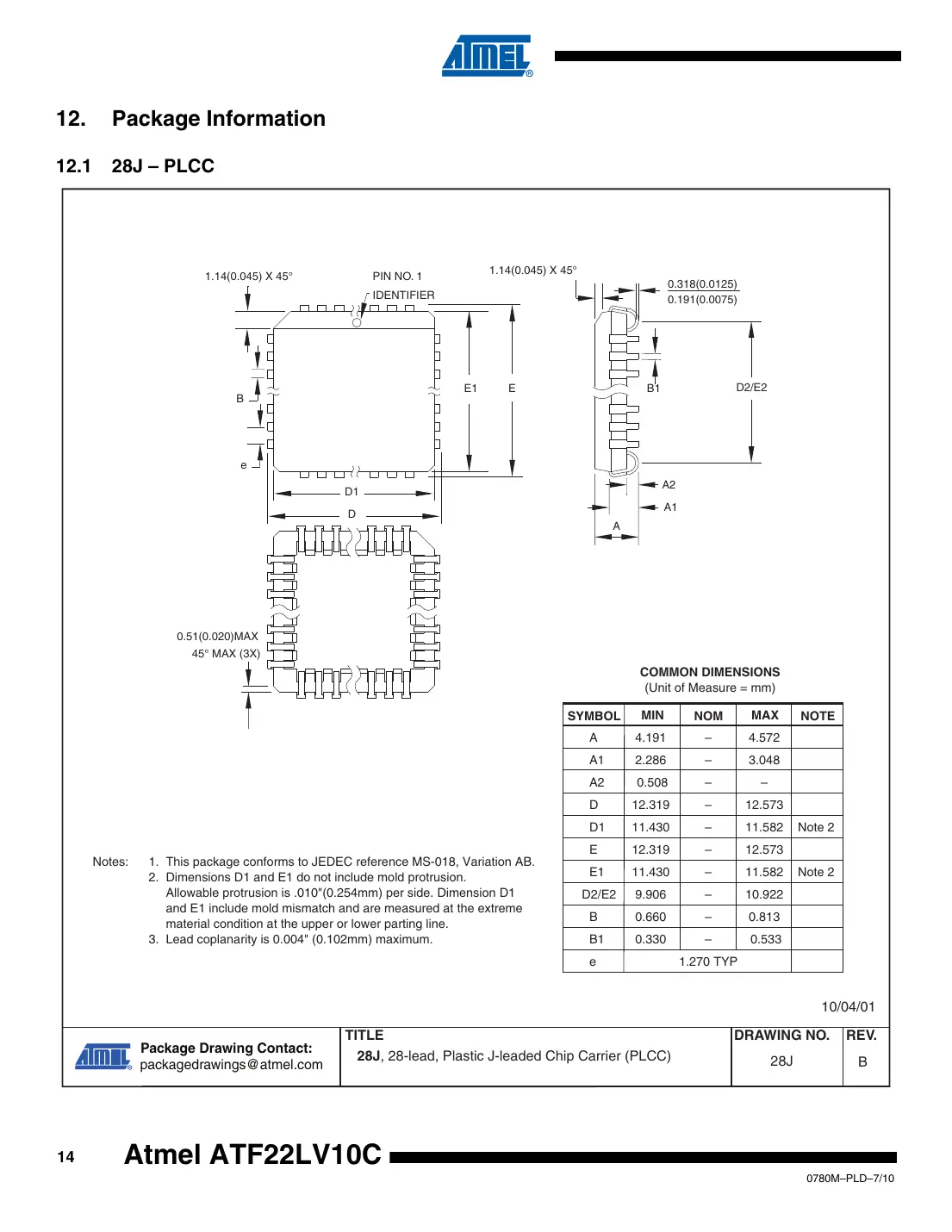 atf22lv10c Datasheet Page 14