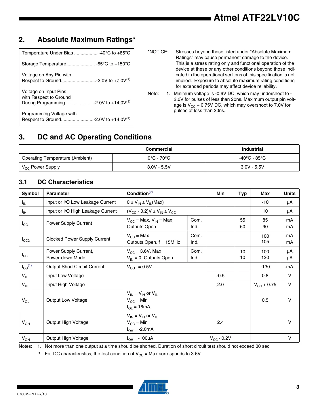 atf22lv10c Datasheet Page 3