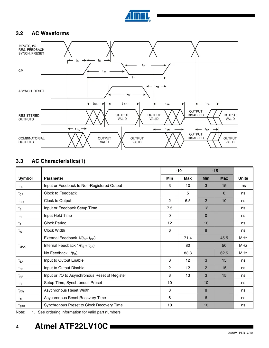 atf22lv10c Datasheet Page 4