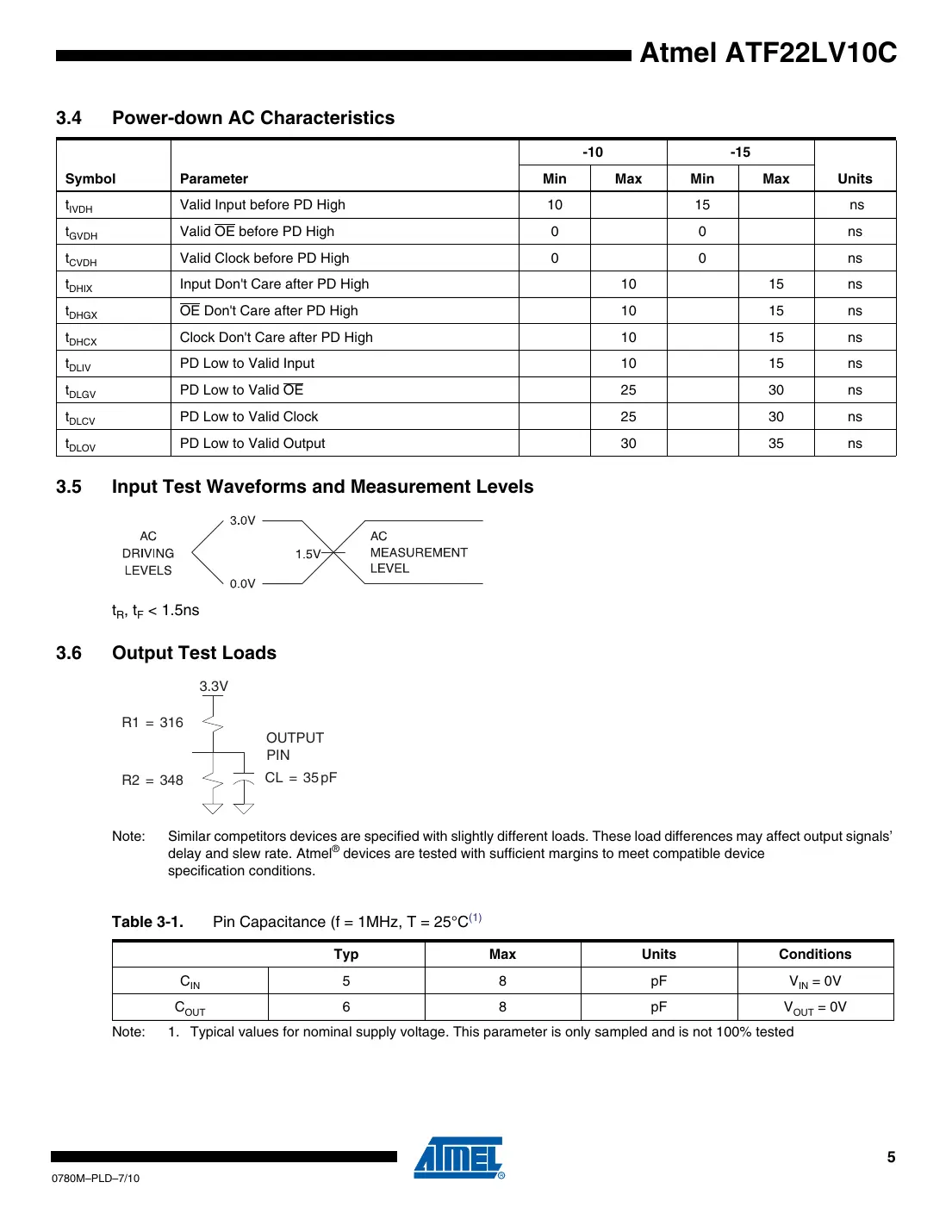 atf22lv10c Datasheet Page 5