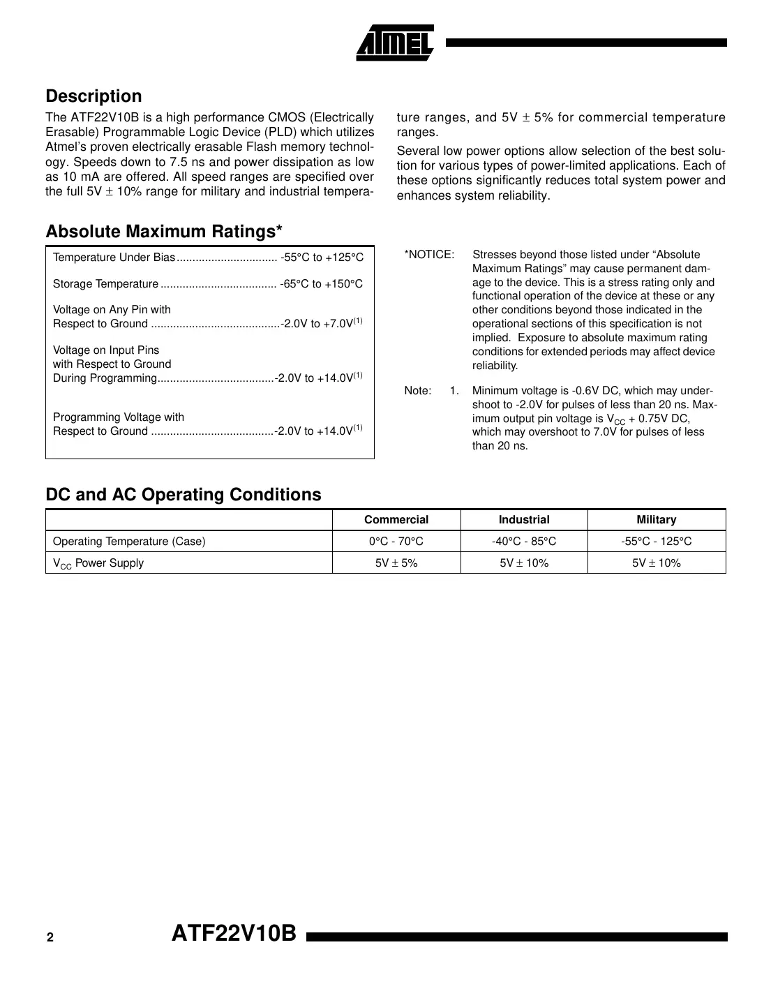 atf22v10b Datasheet Page 2