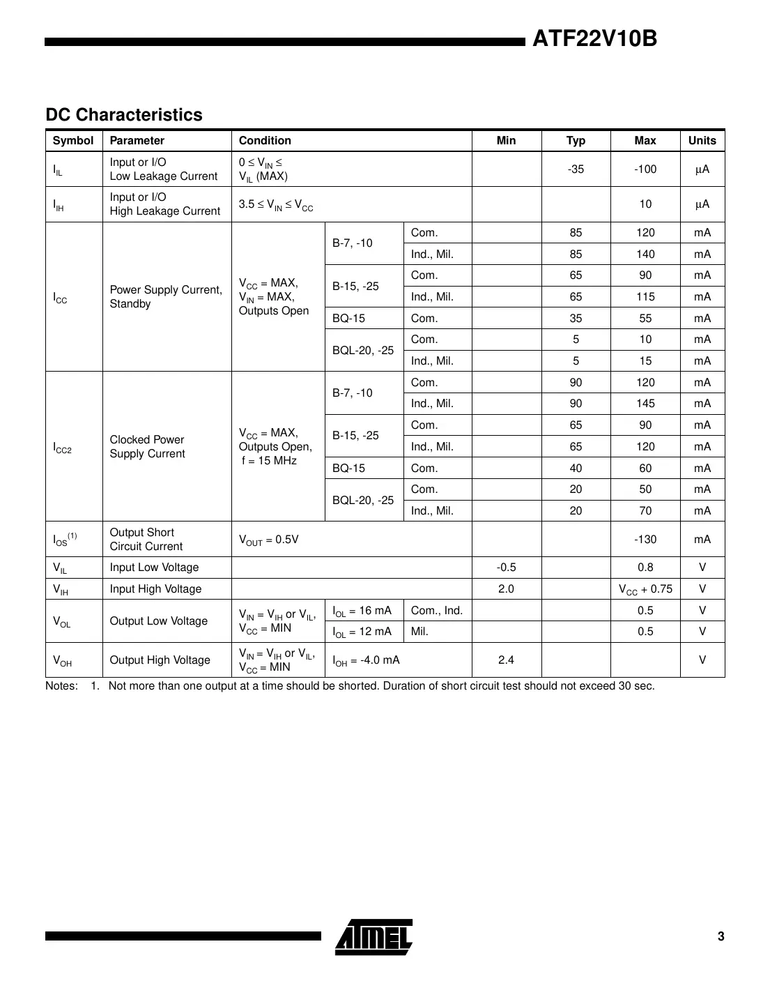 atf22v10b Datasheet Page 3