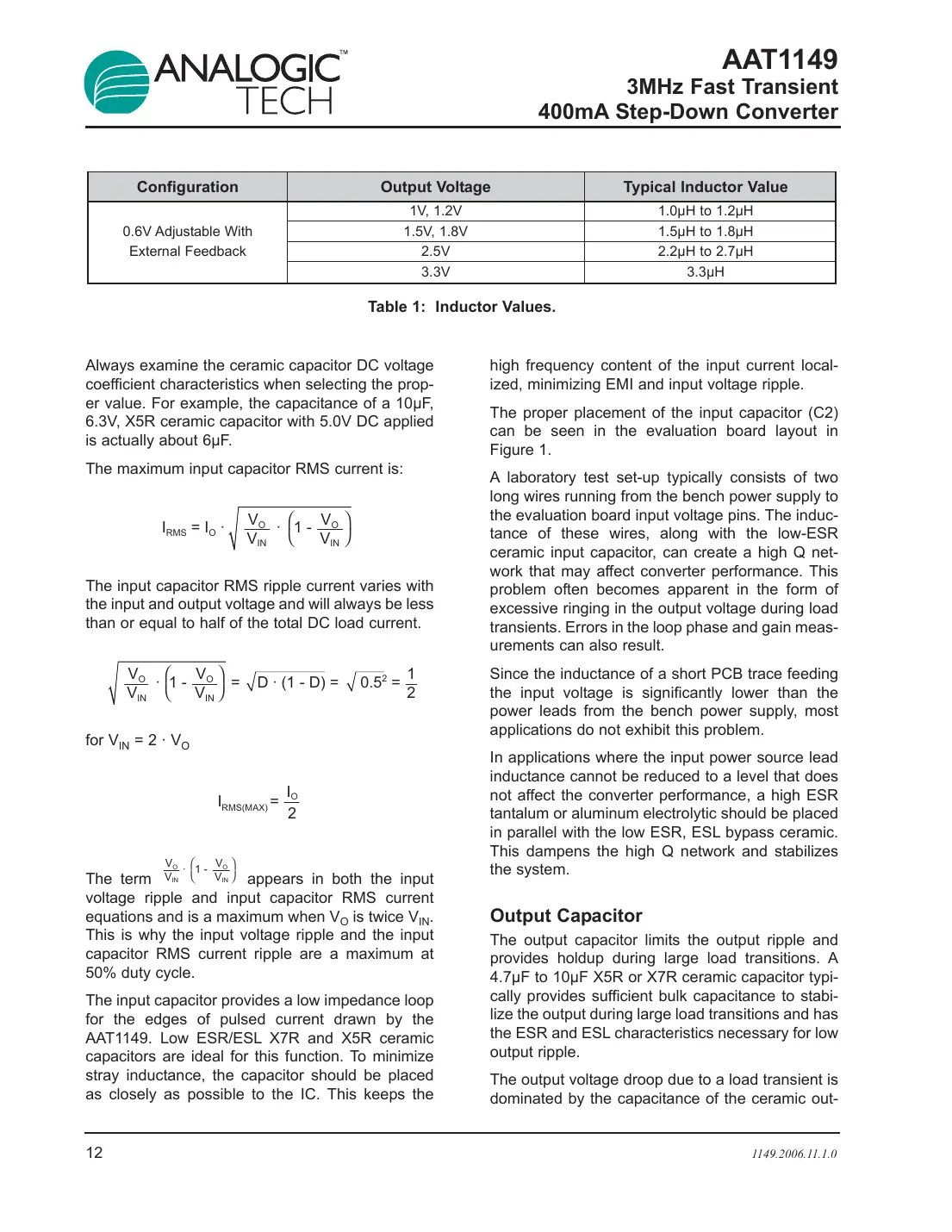 aat1149 Datasheet Page 12