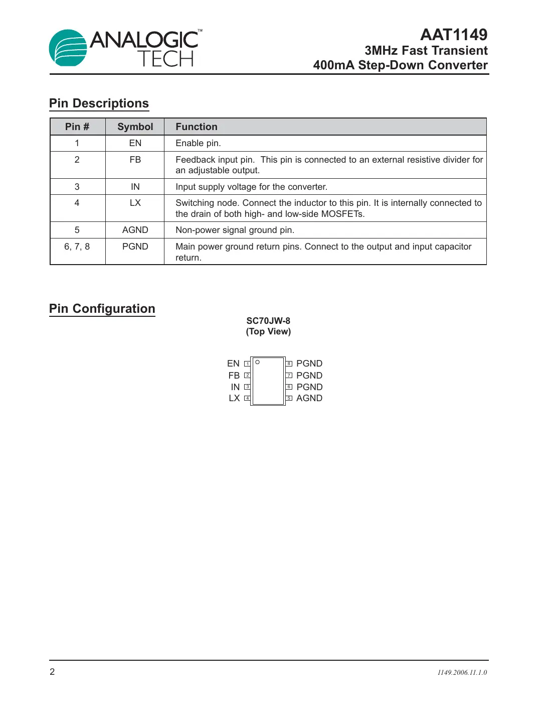 aat1149 Datasheet Page 2