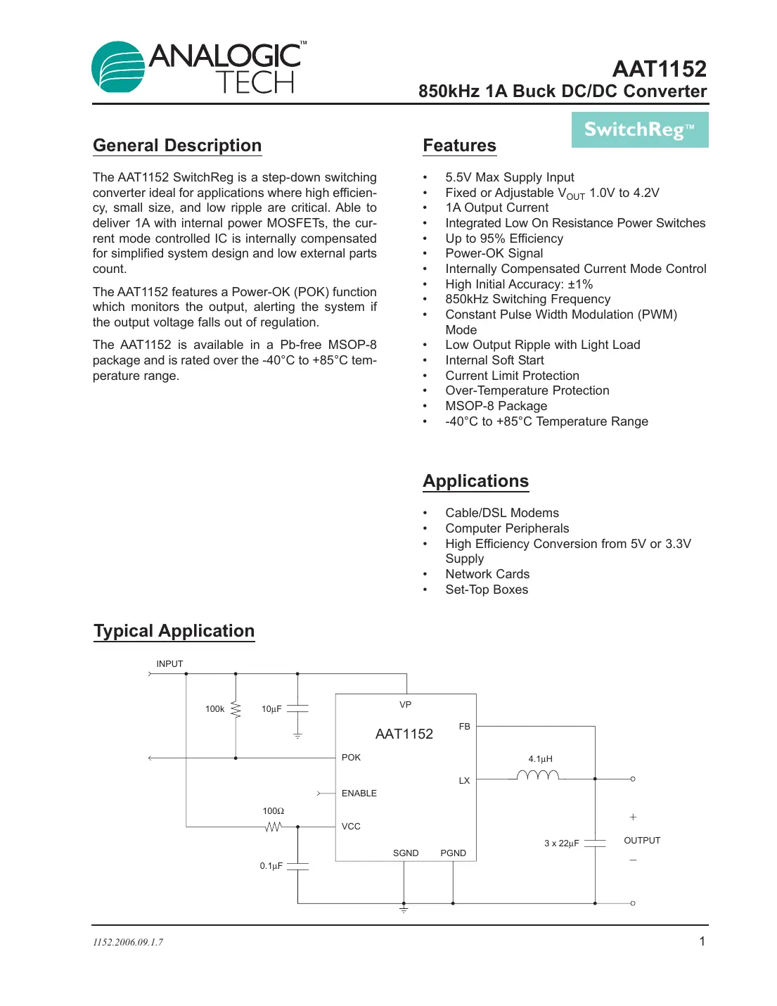 aat1152 Datasheet Page 1