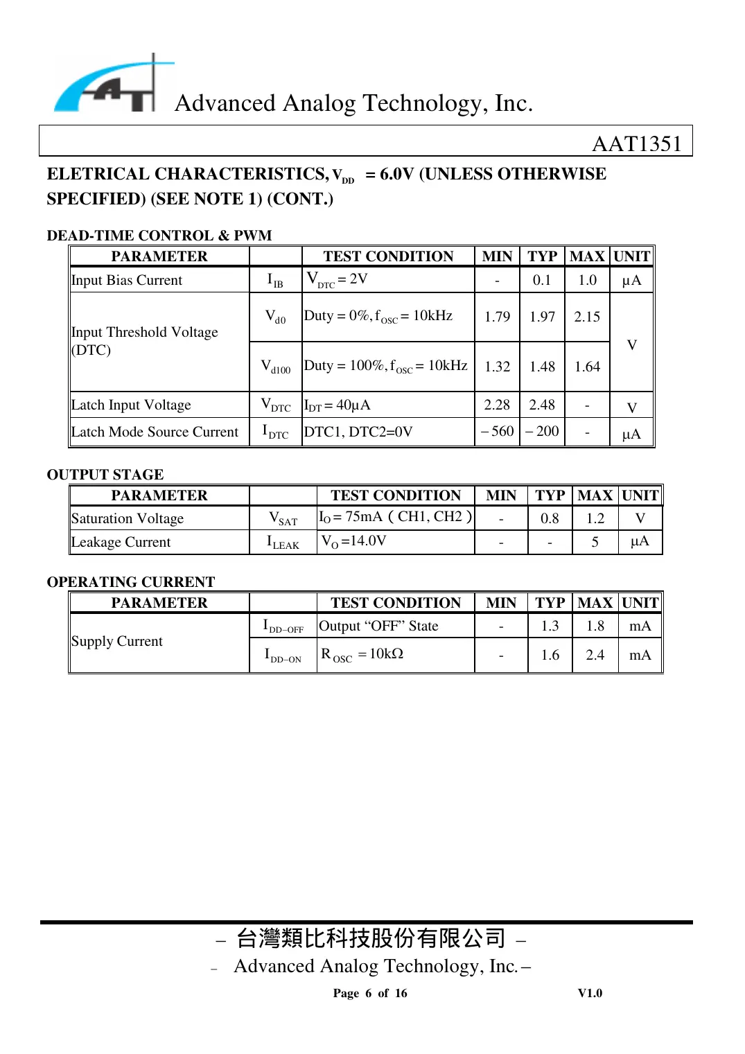 aat1351 Datasheet Page 6