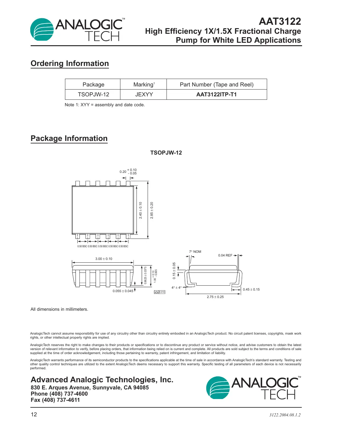 aat3122 Datasheet Page 12