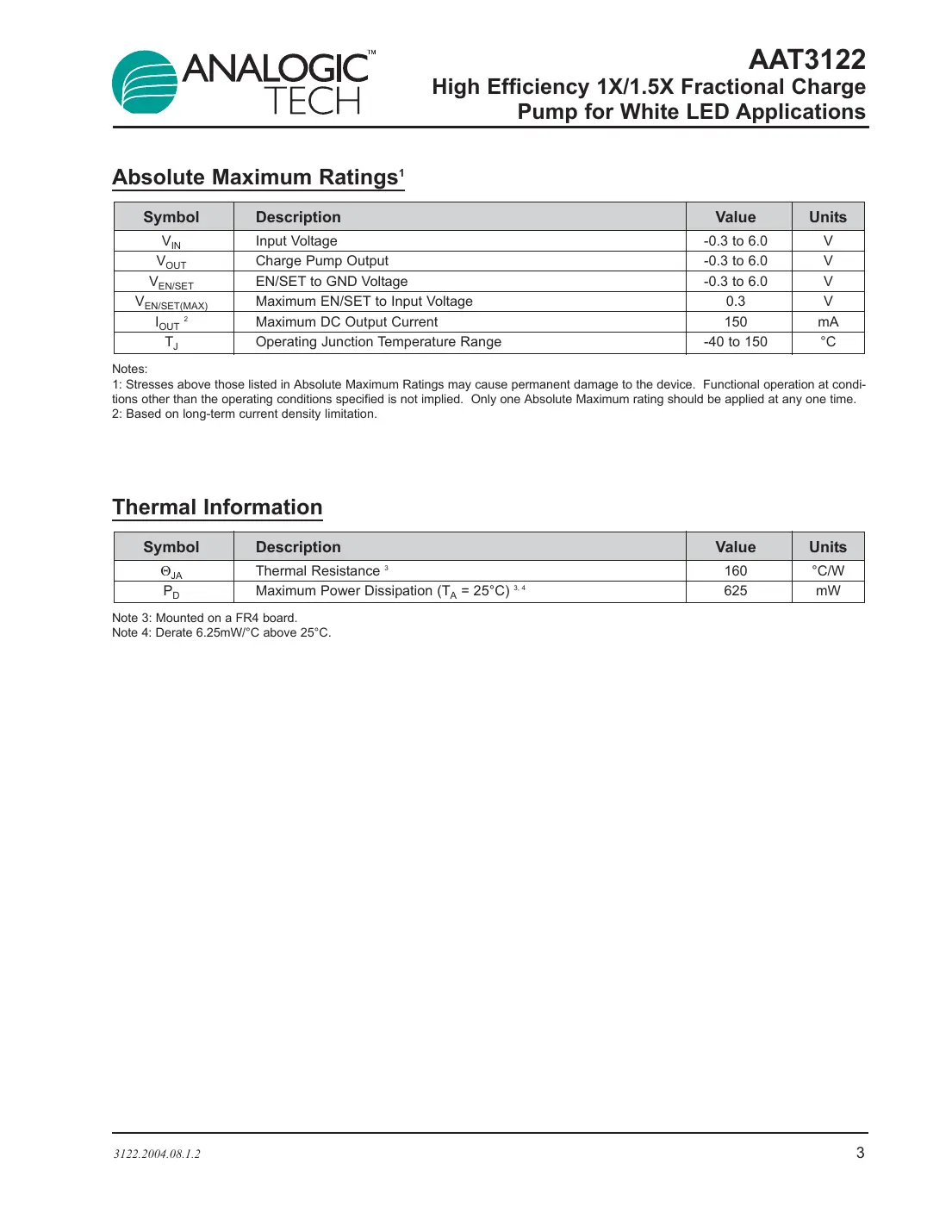aat3122 Datasheet Page 3