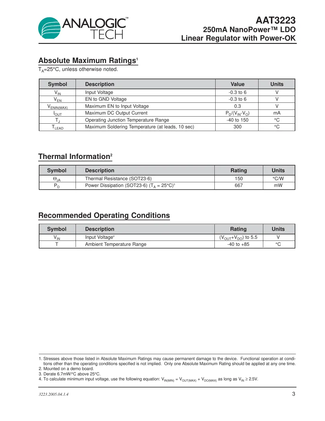aat3223 Datasheet Page 3