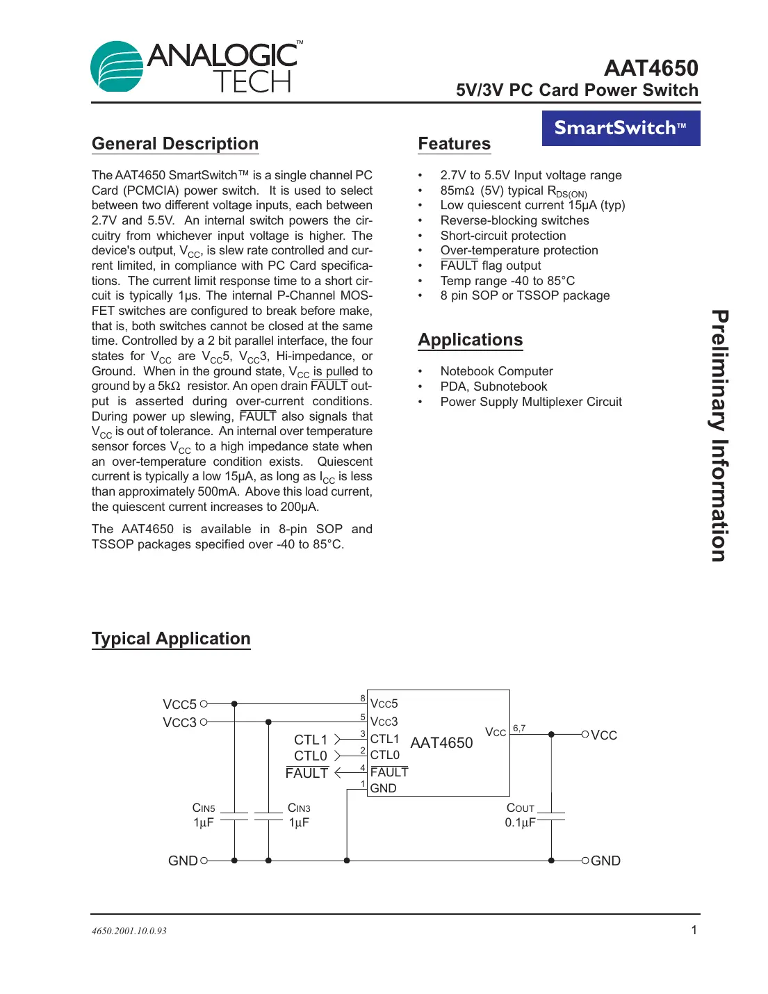 aat4650 Datasheet Page 1