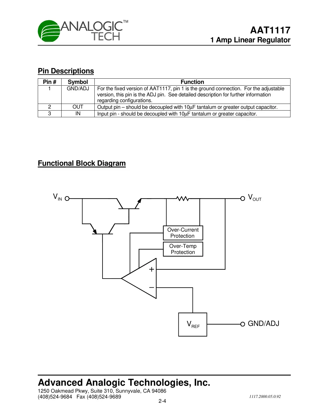 aat1117 Datasheet Page 4