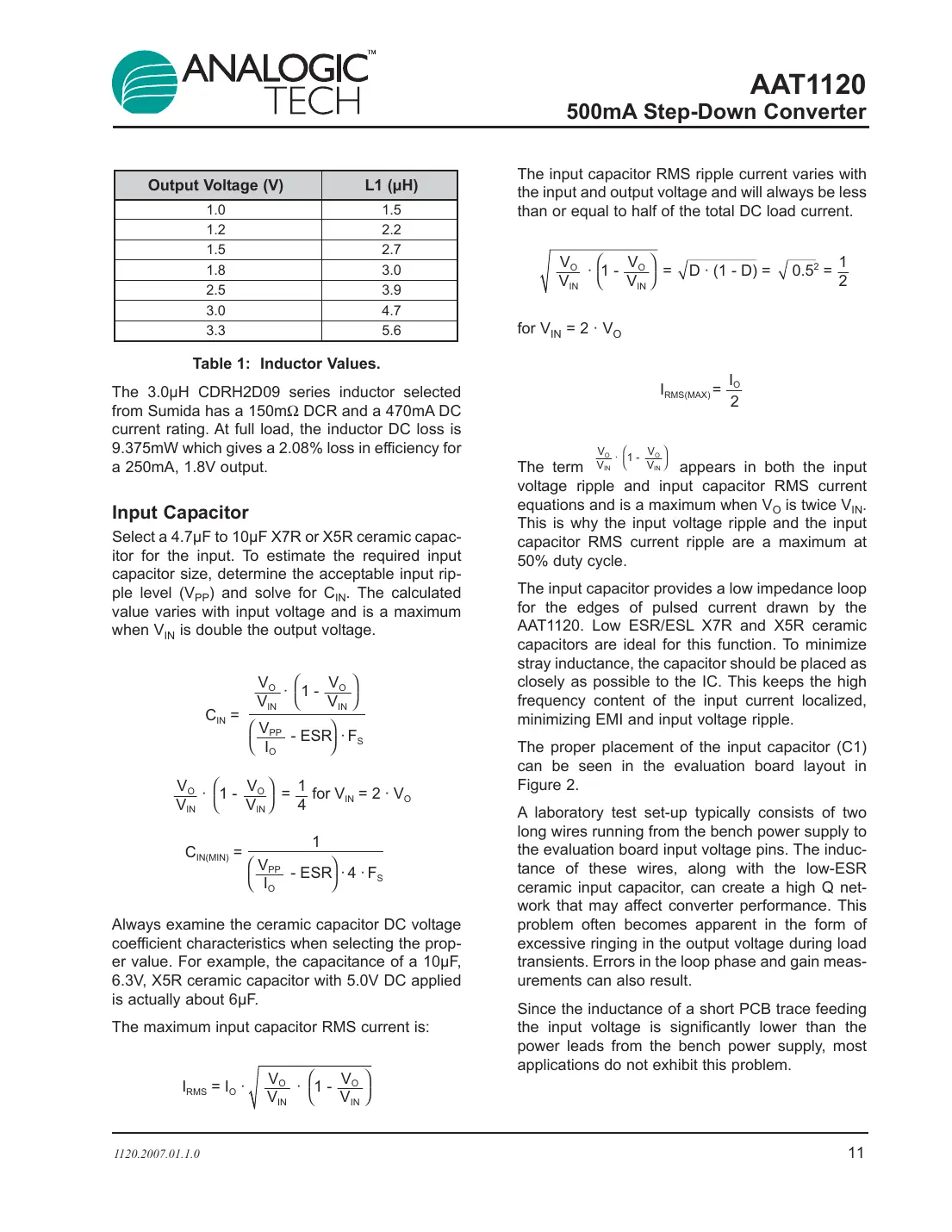 aat1120 Datasheet Page 11