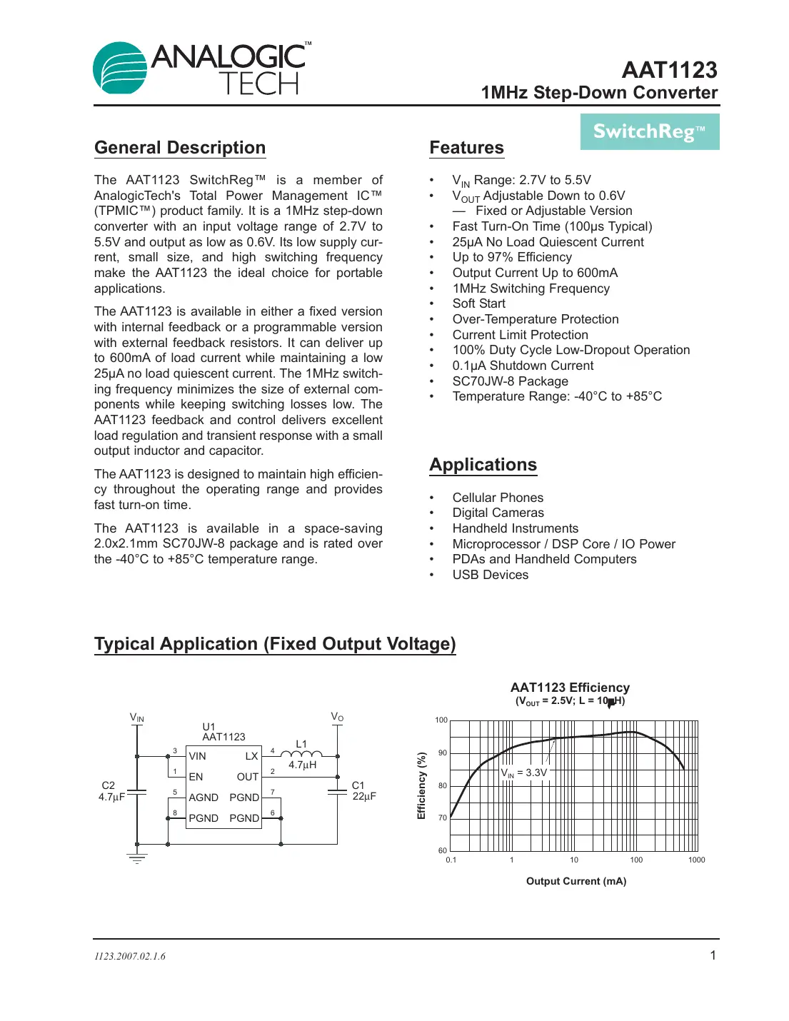 aat1123 Datasheet Page 1