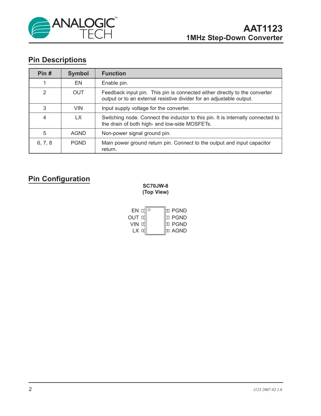 aat1123 Datasheet Page 2