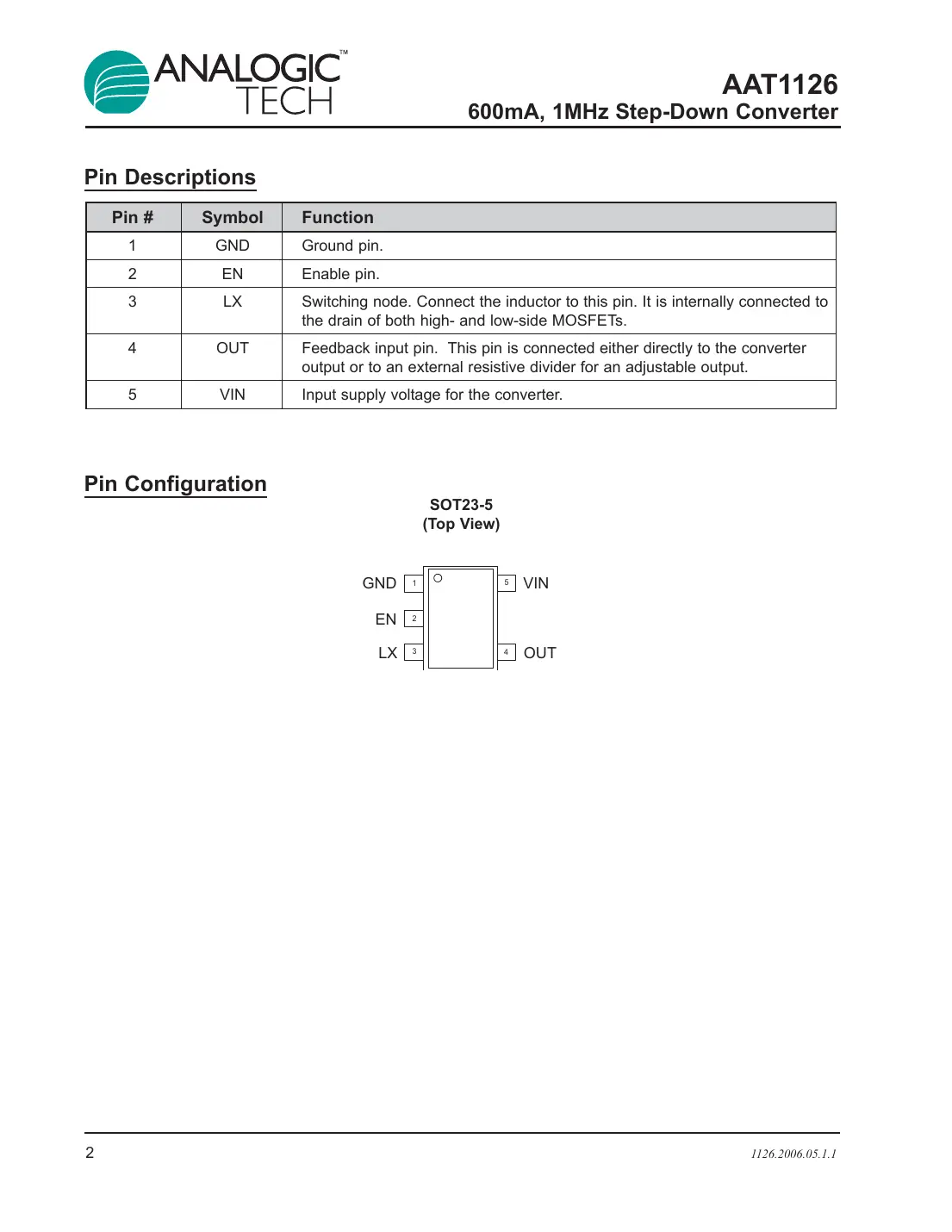 aat1126 Datasheet Page 2
