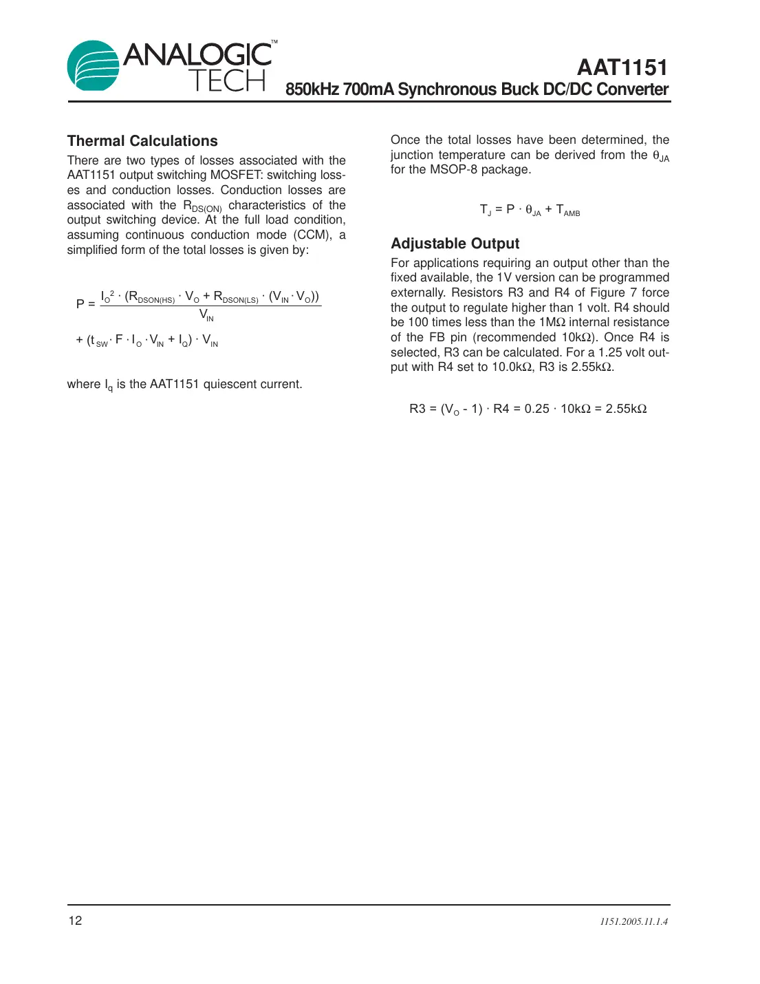 aat1151 Datasheet Page 12