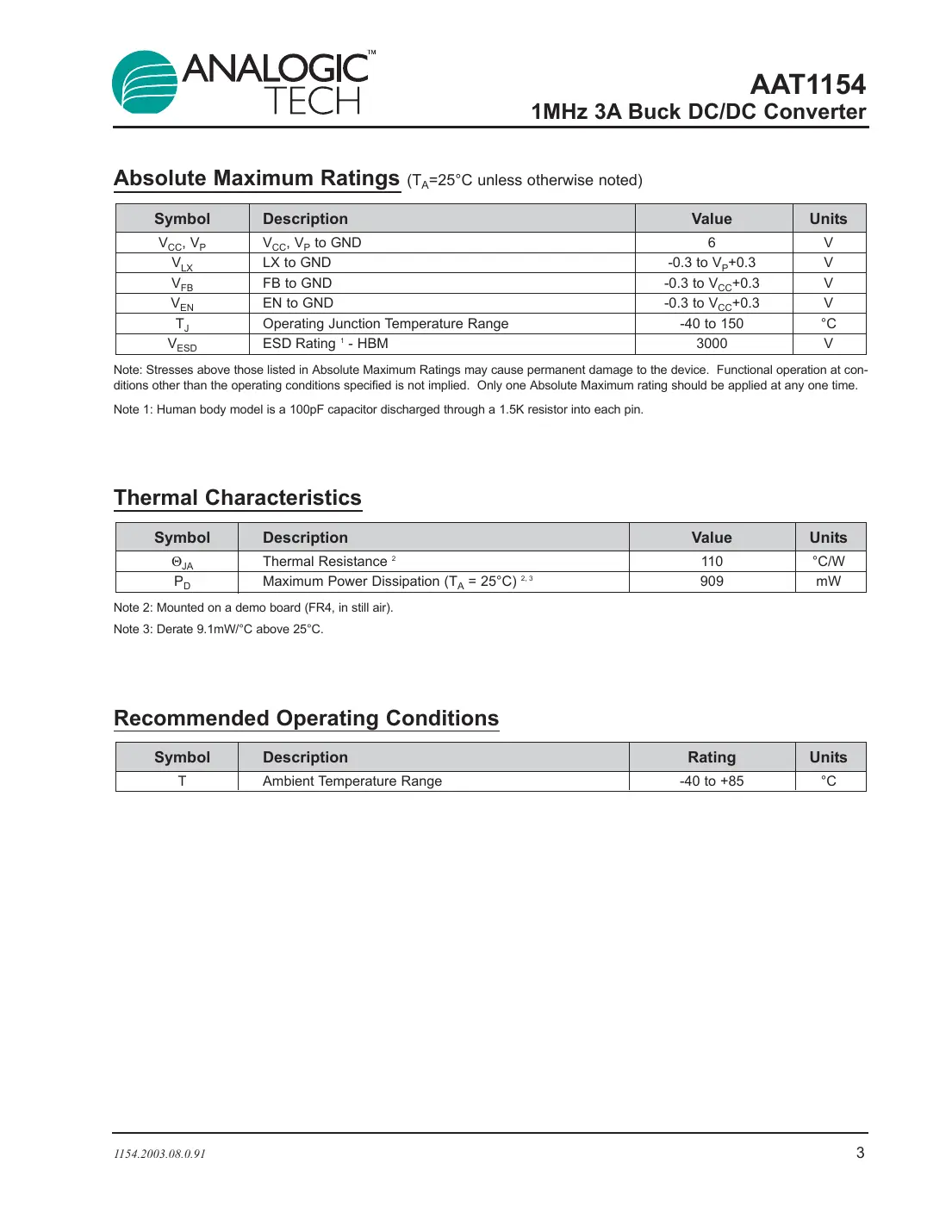 aat1154 Datasheet Page 3
