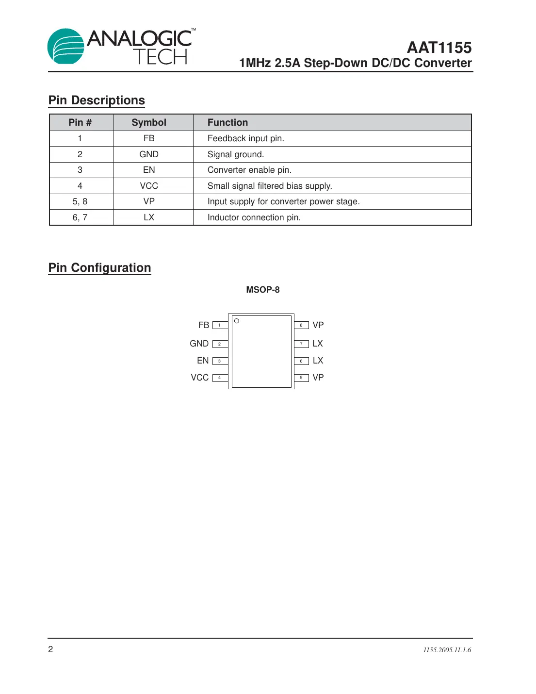 aat1155 Datasheet Page 2