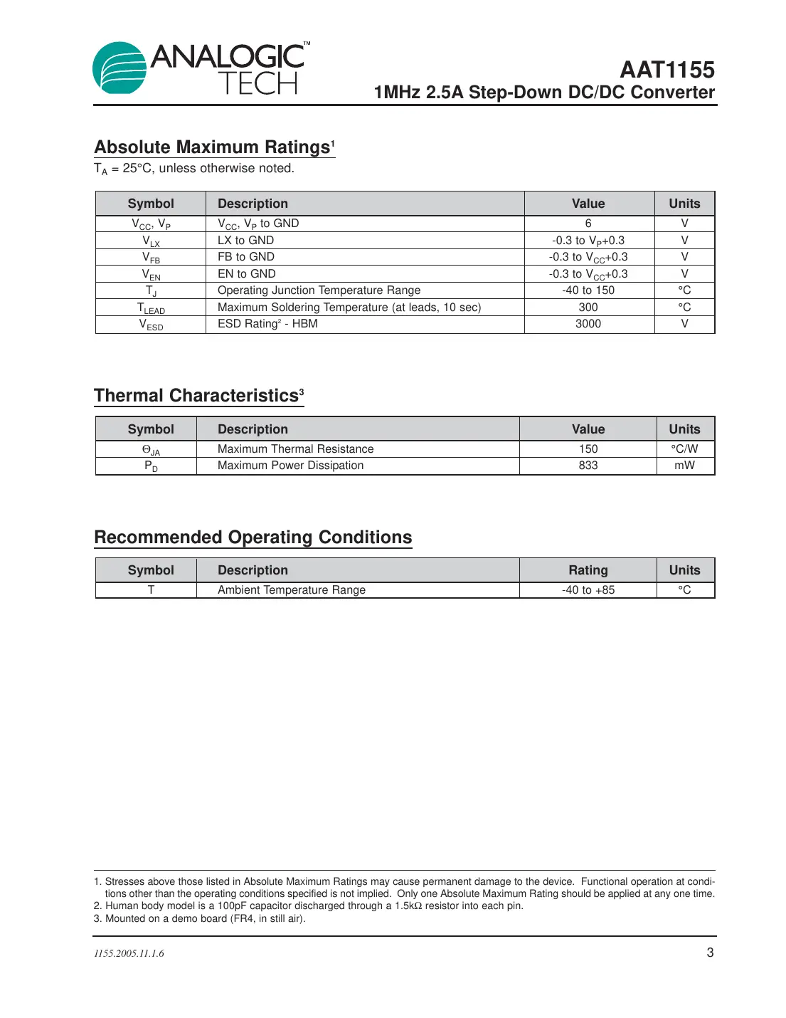 aat1155 Datasheet Page 3