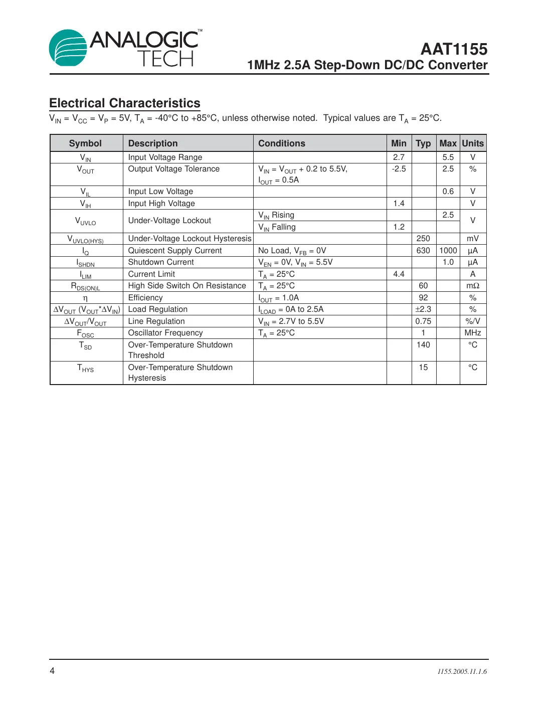 aat1155 Datasheet Page 4