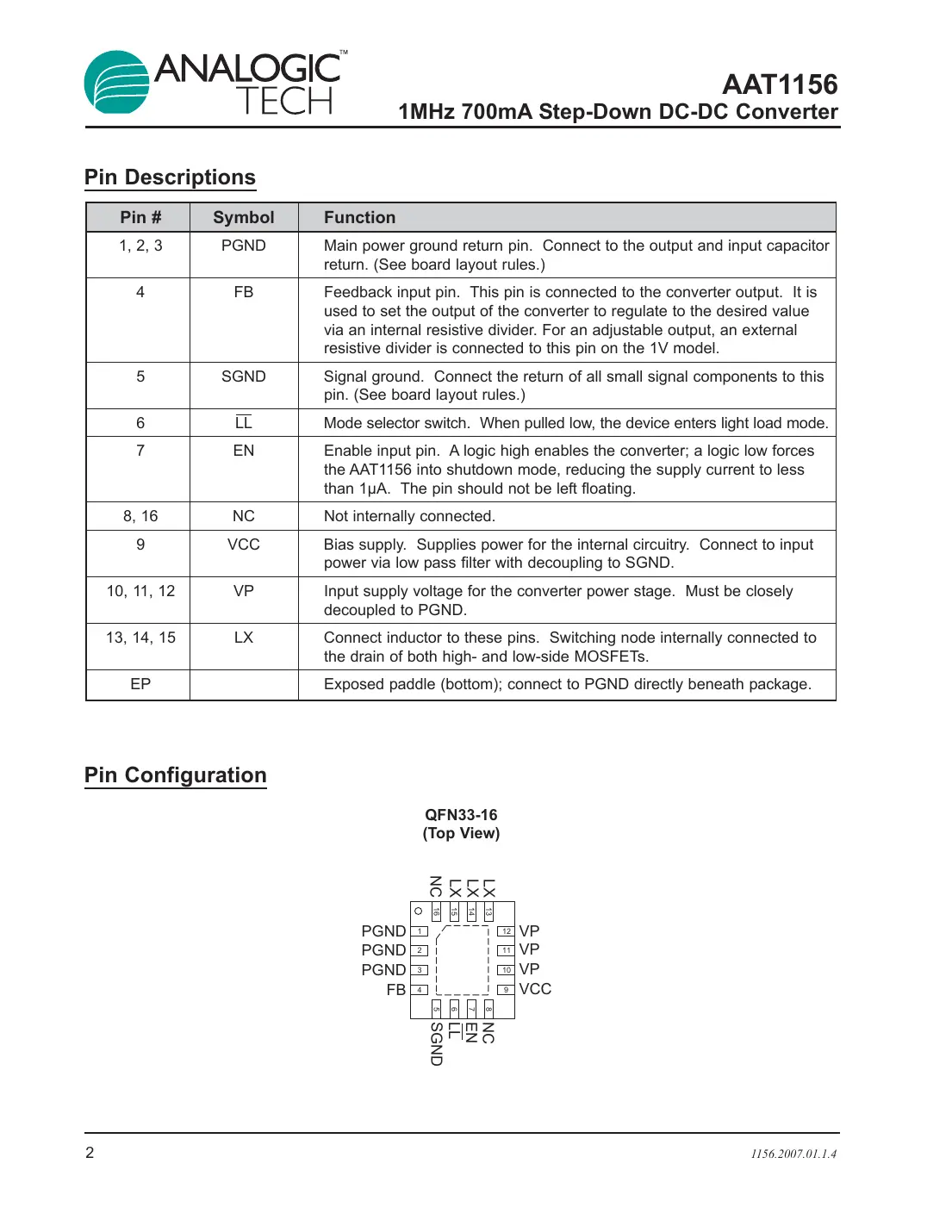 aat1156 Datasheet Page 2
