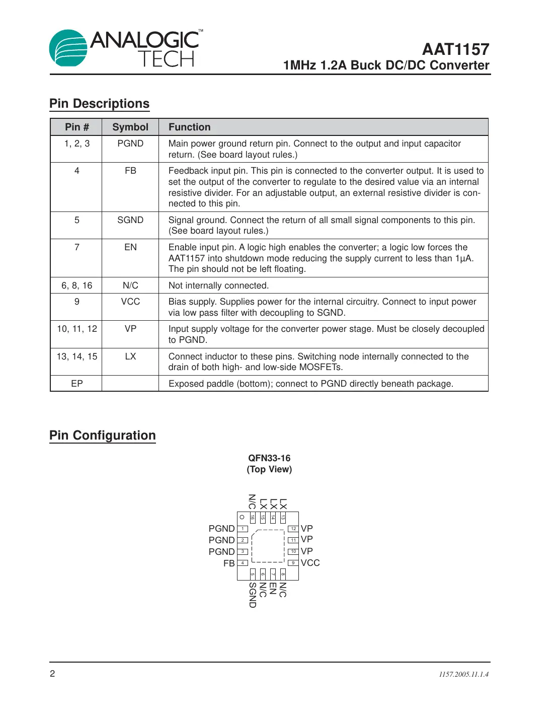 aat1157 Datasheet Page 2