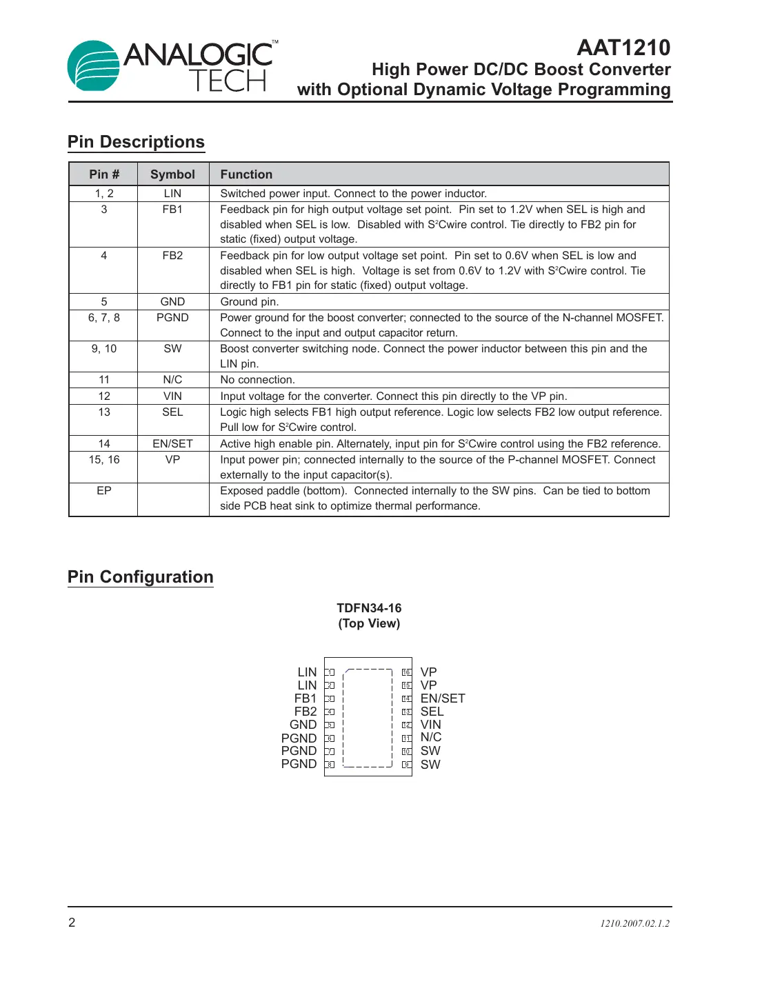 aat1210 Datasheet Page 2