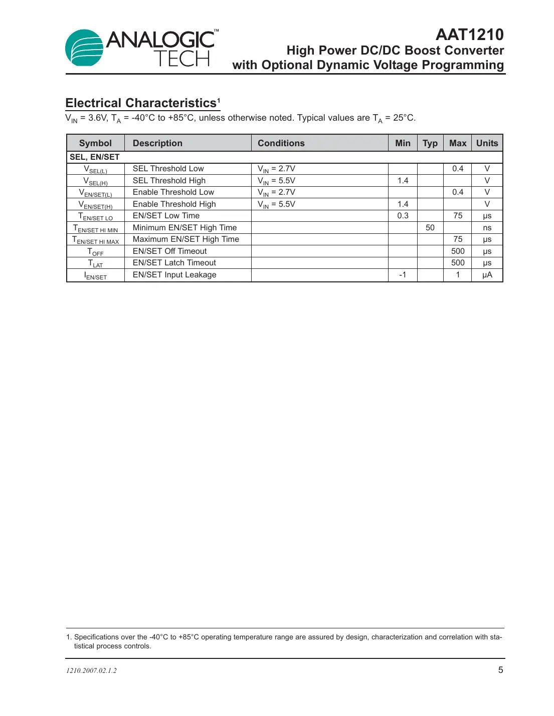 aat1210 Datasheet Page 5