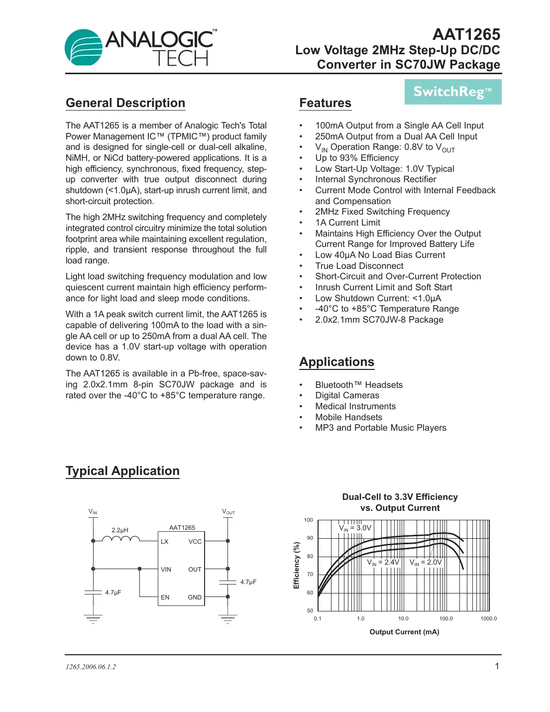aat1265 Datasheet Page 1