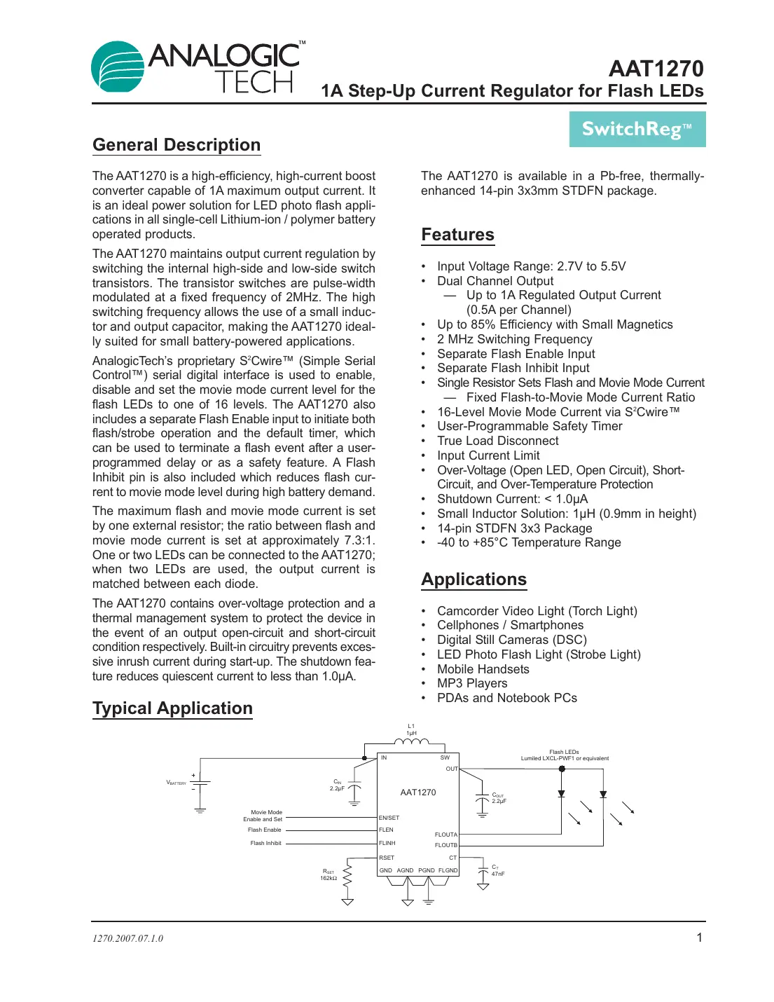 aat1270 Datasheet Page 1