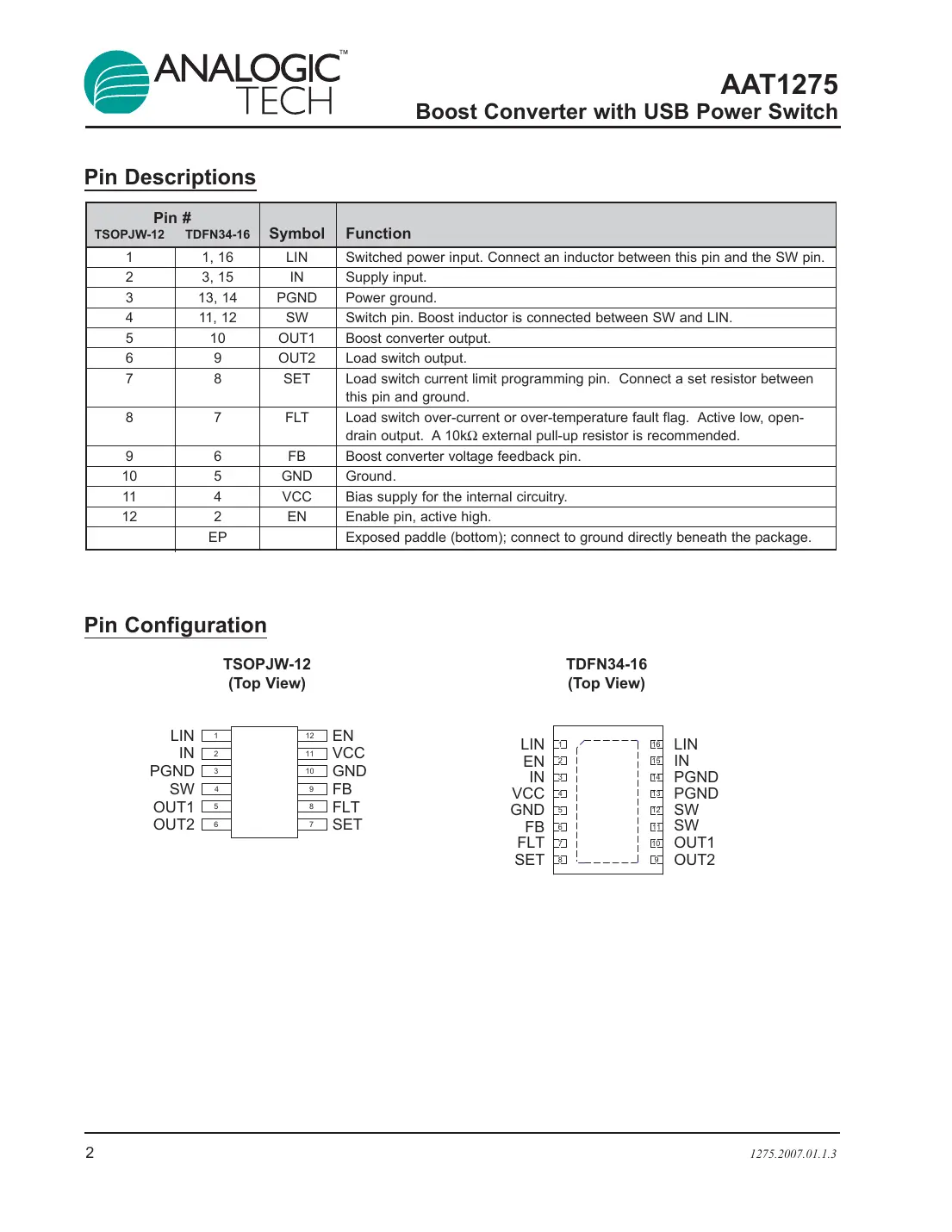 aat1275 Datasheet Page 2