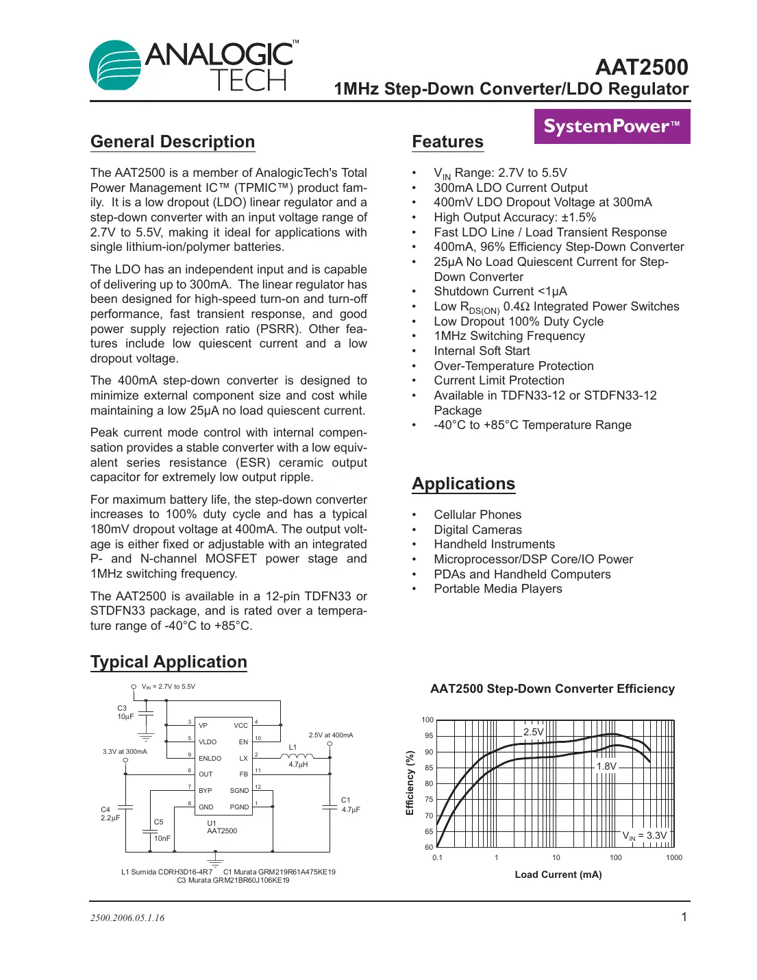 aat2500 Datasheet Page 1