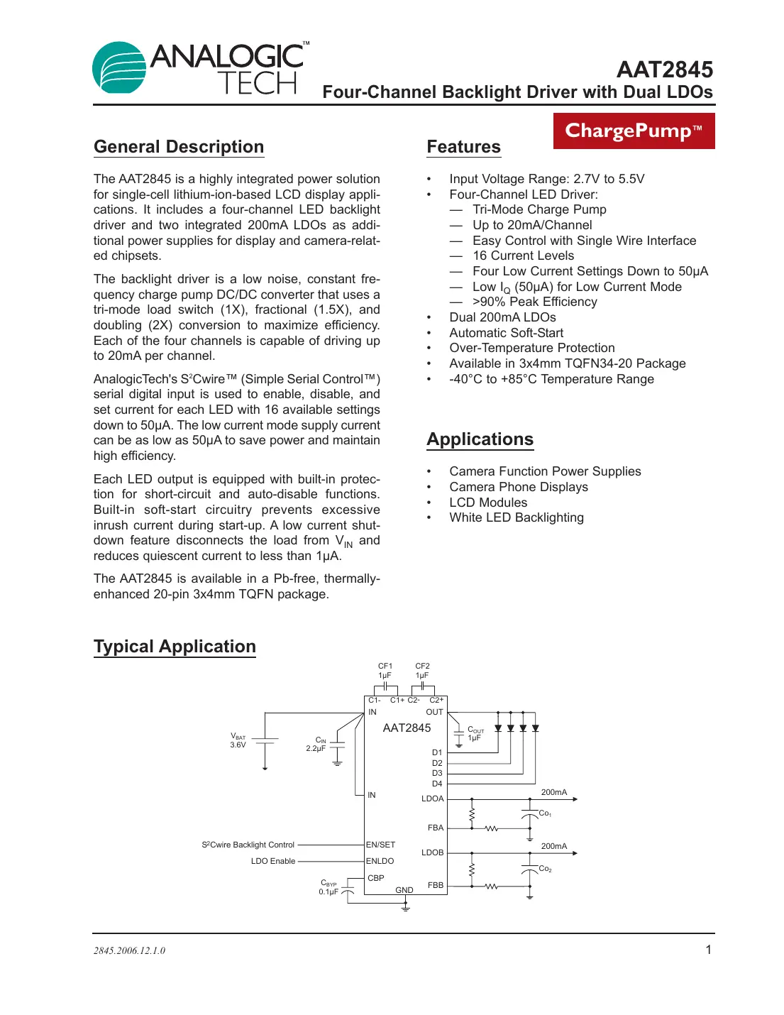 aat2845 Datasheet Page 1