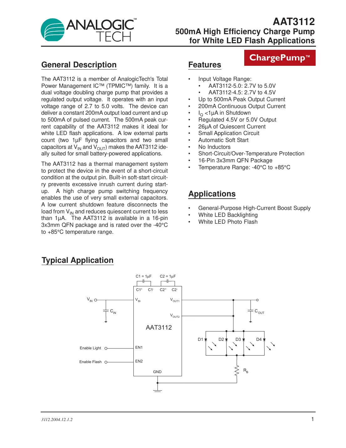 aat3112 Datasheet Page 1