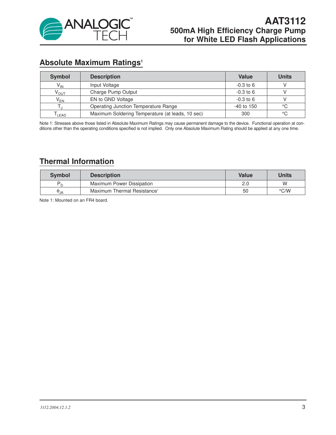 aat3112 Datasheet Page 3