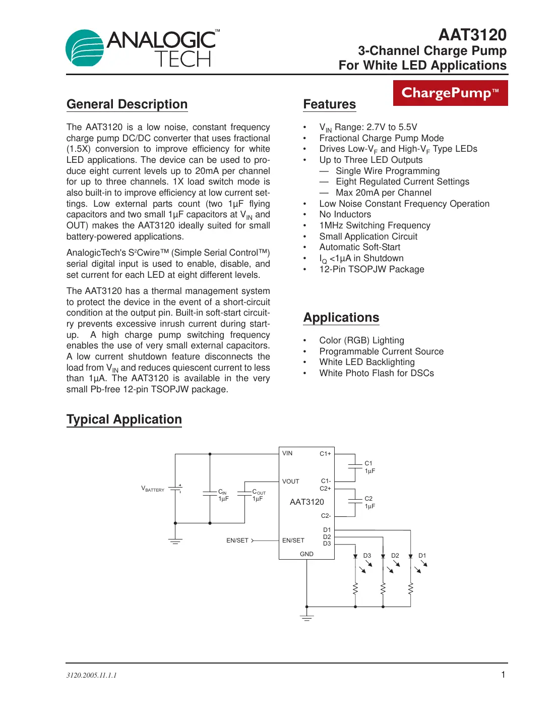 aat3120 Datasheet Page 1