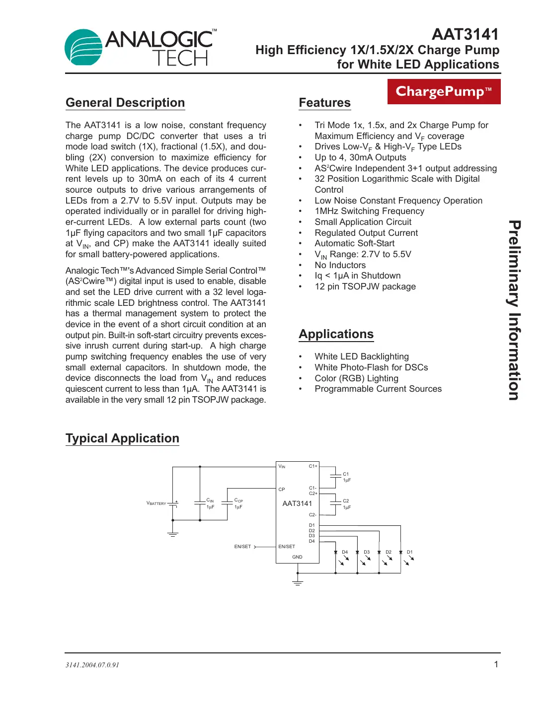 aat3141 Datasheet Page 1