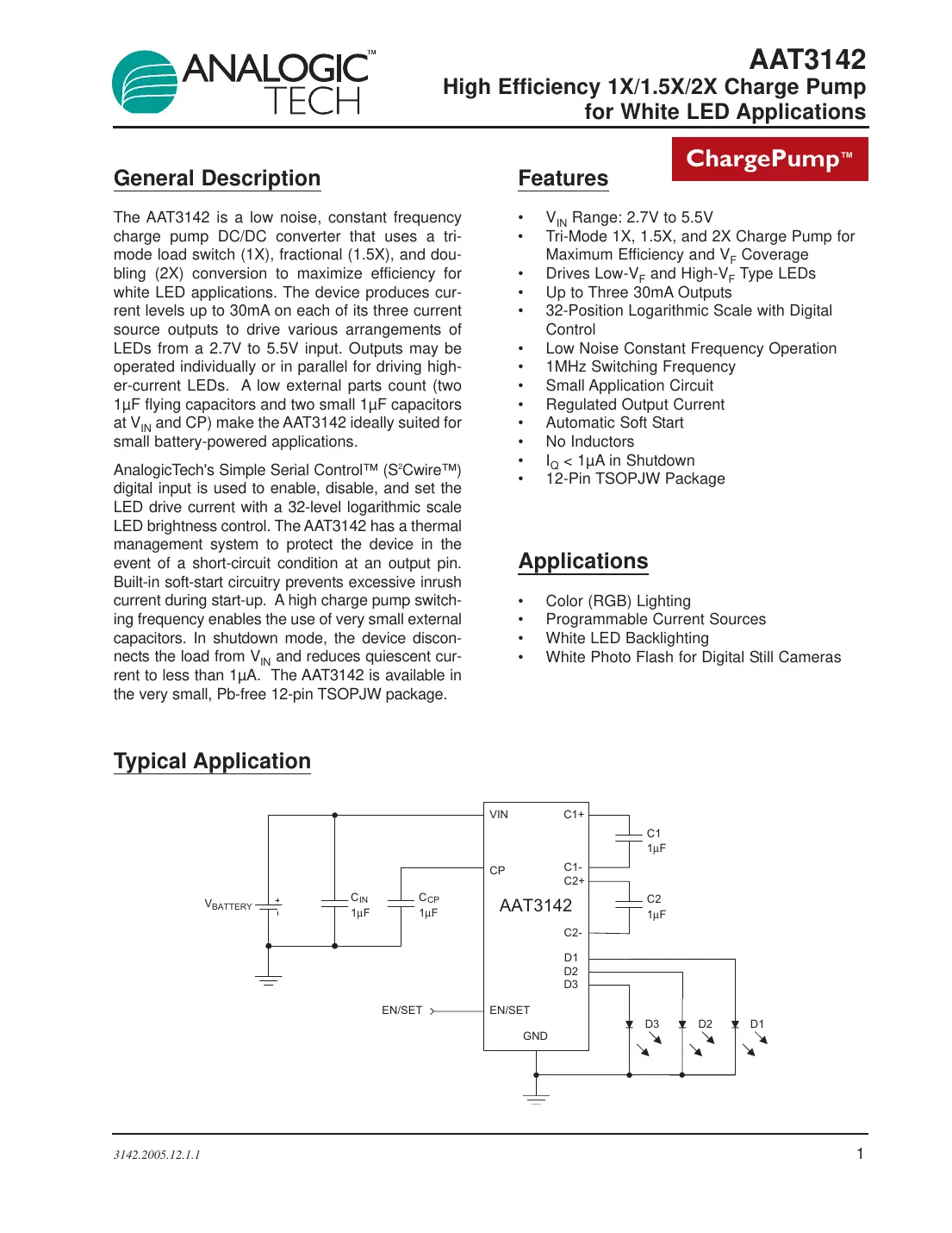 aat3142 Datasheet Page 1