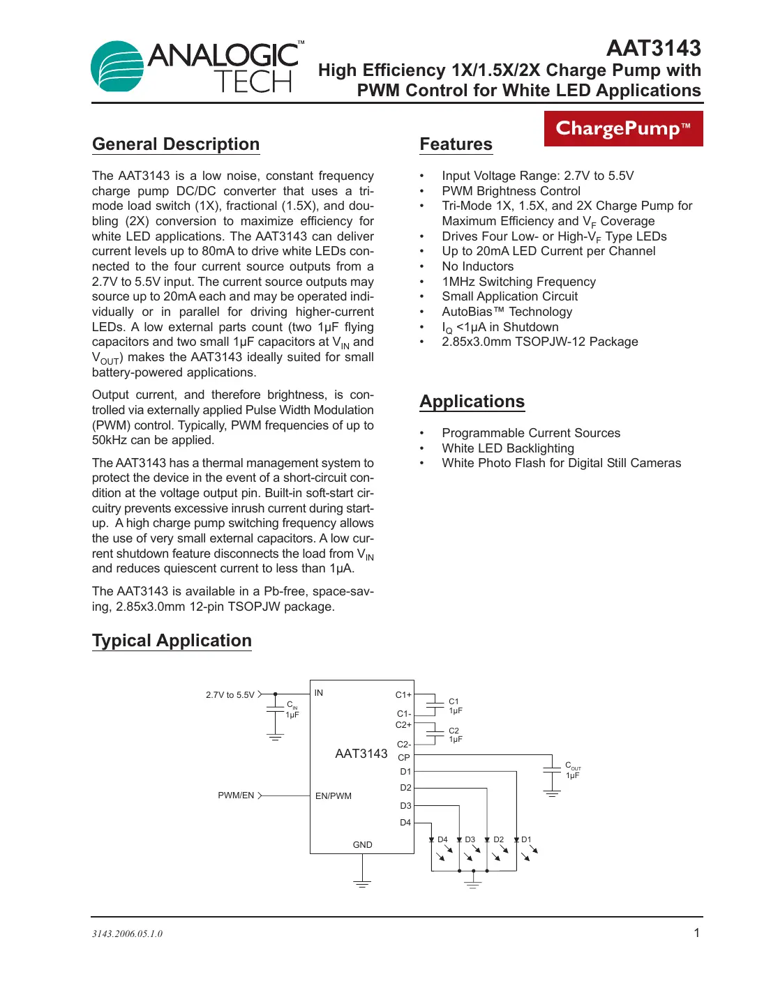 aat3143 Datasheet Page 1