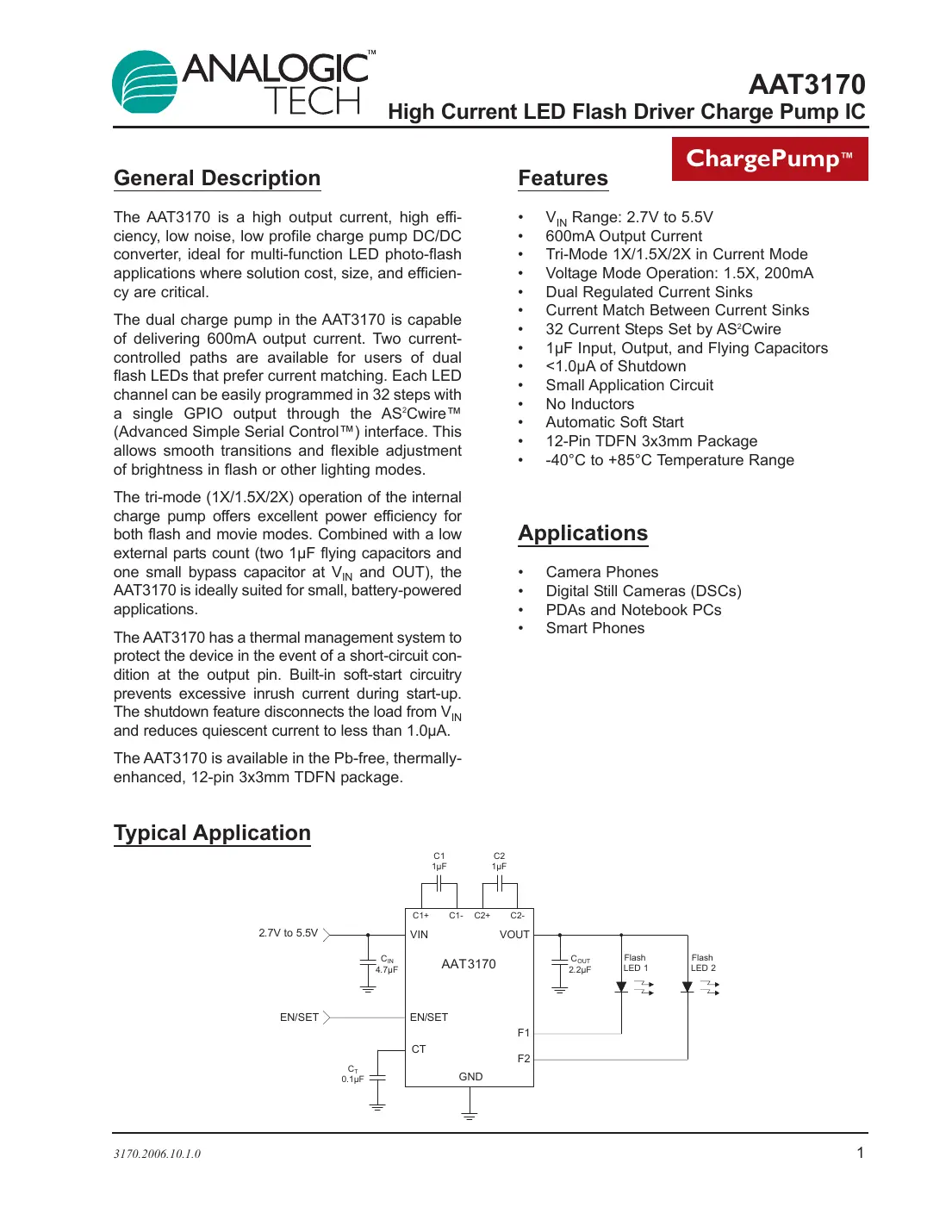 aat3170 Datasheet Page 1