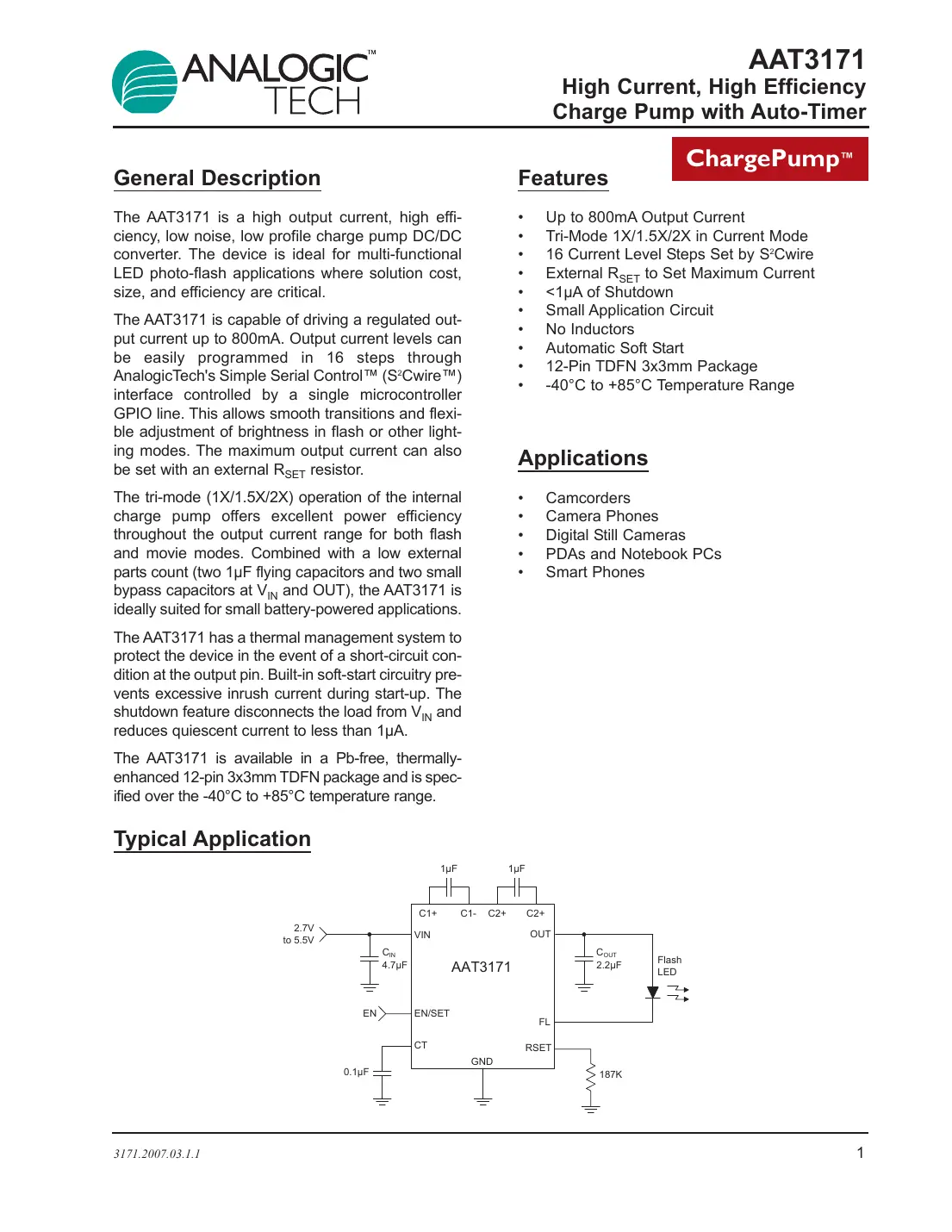 aat3171 Datasheet Page 1