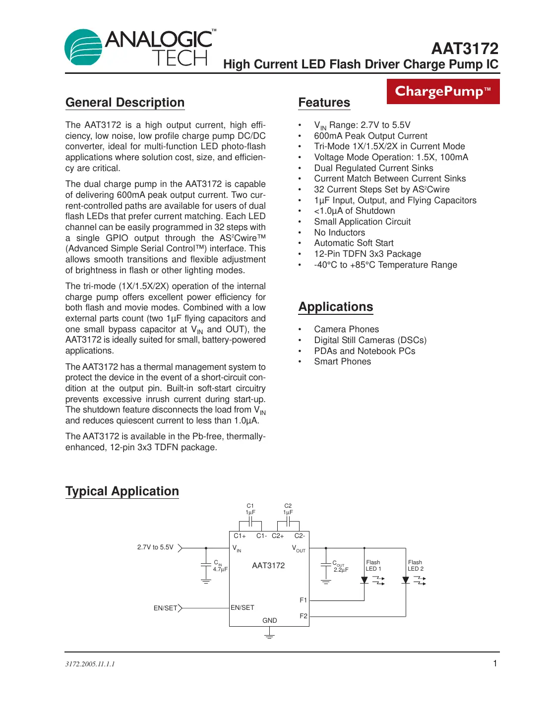 aat3172 Datasheet Page 1