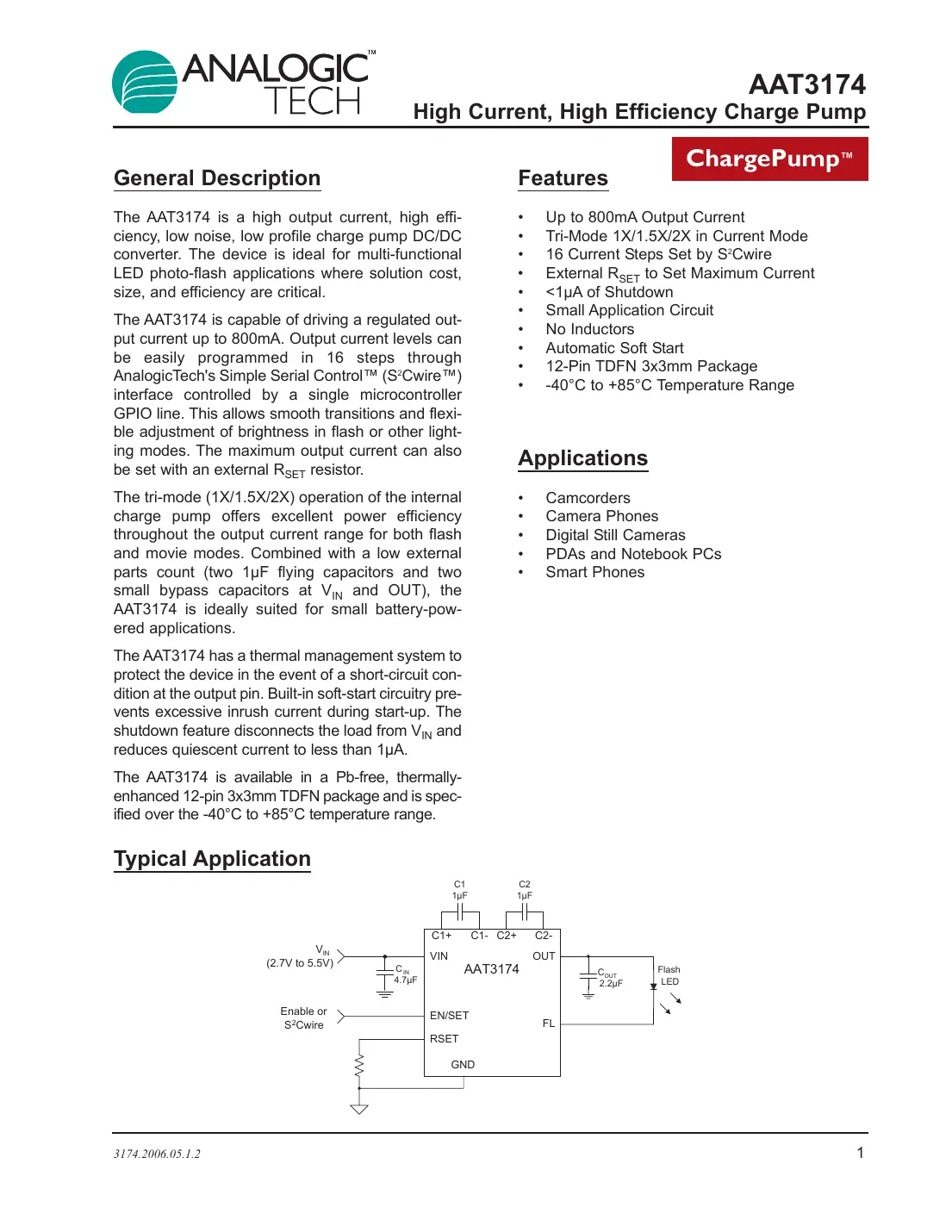 aat3174 Datasheet Page 1