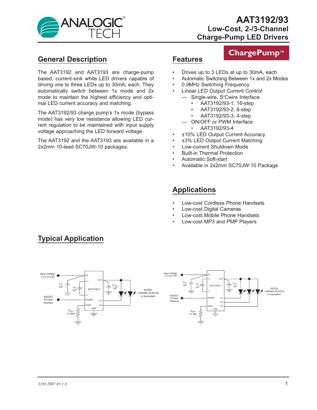 aat3192 Datasheet Page 1