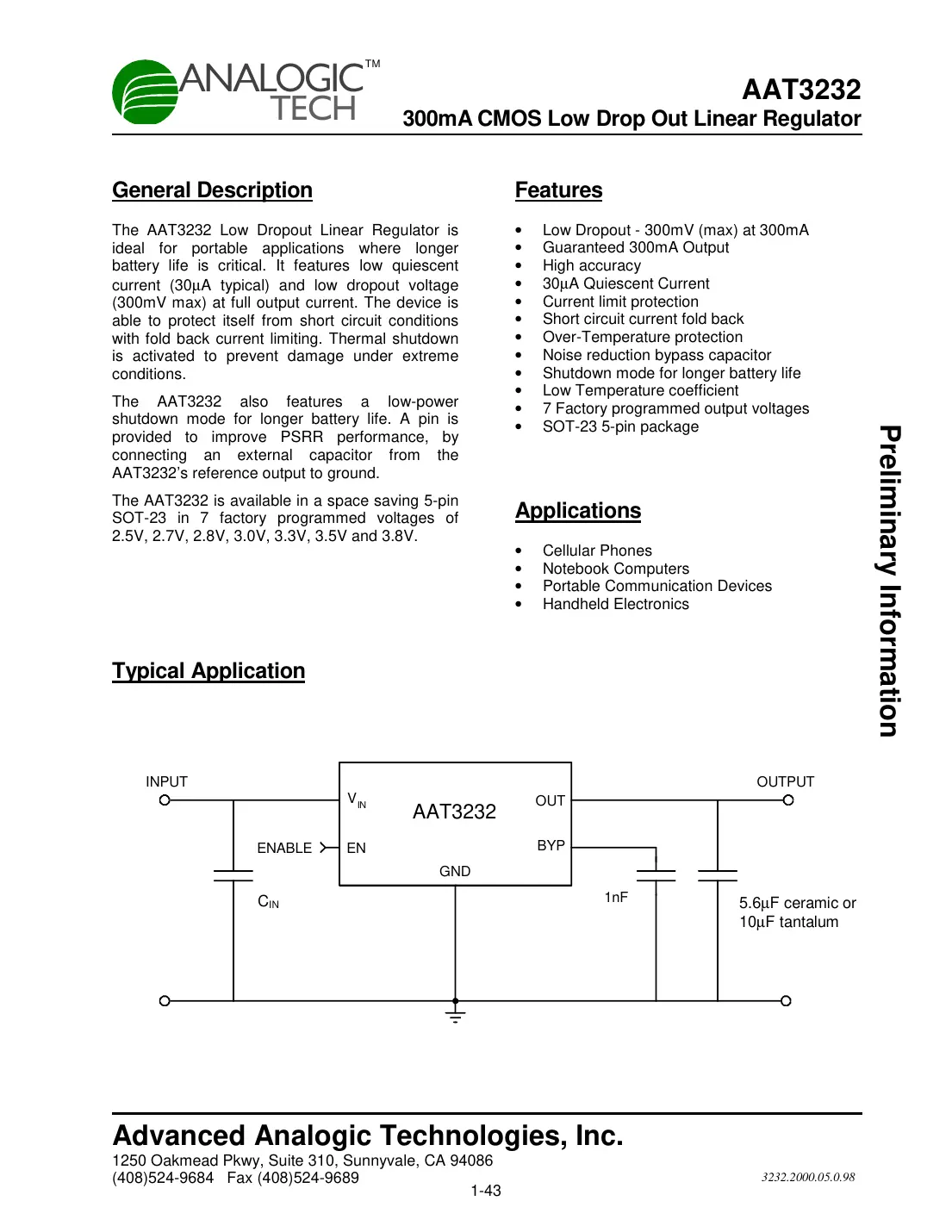 aat3232 Datasheet Page 1