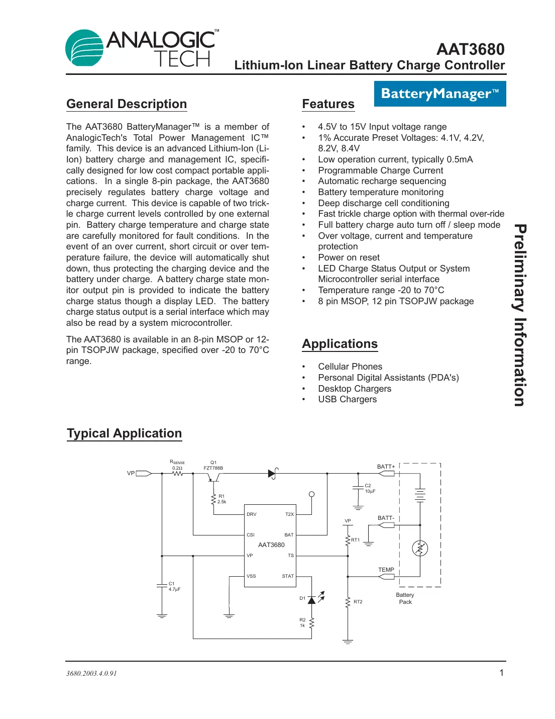 aat3680 Datasheet Page 1