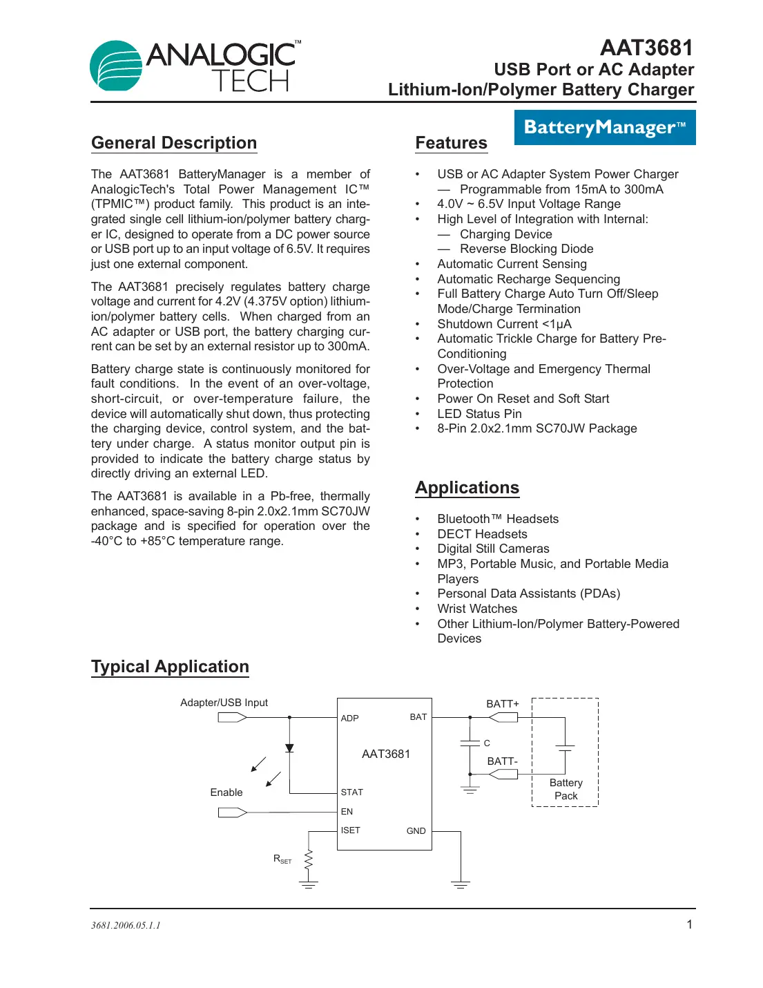 aat3681 Datasheet Page 1