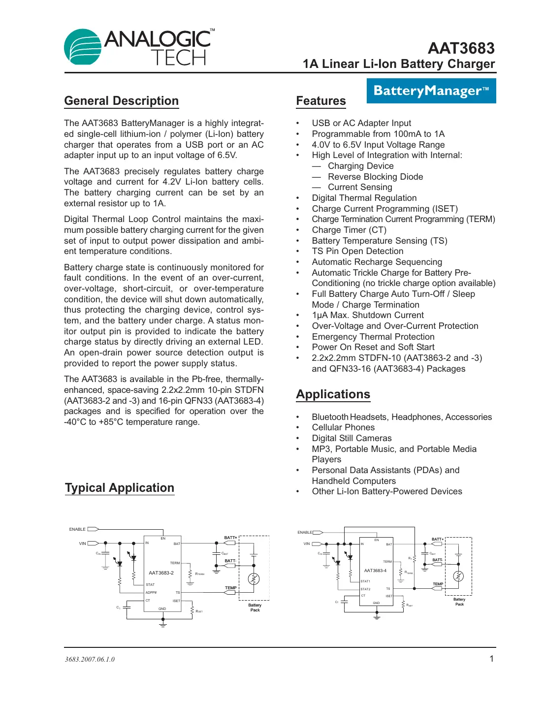 aat3683 Datasheet Page 1