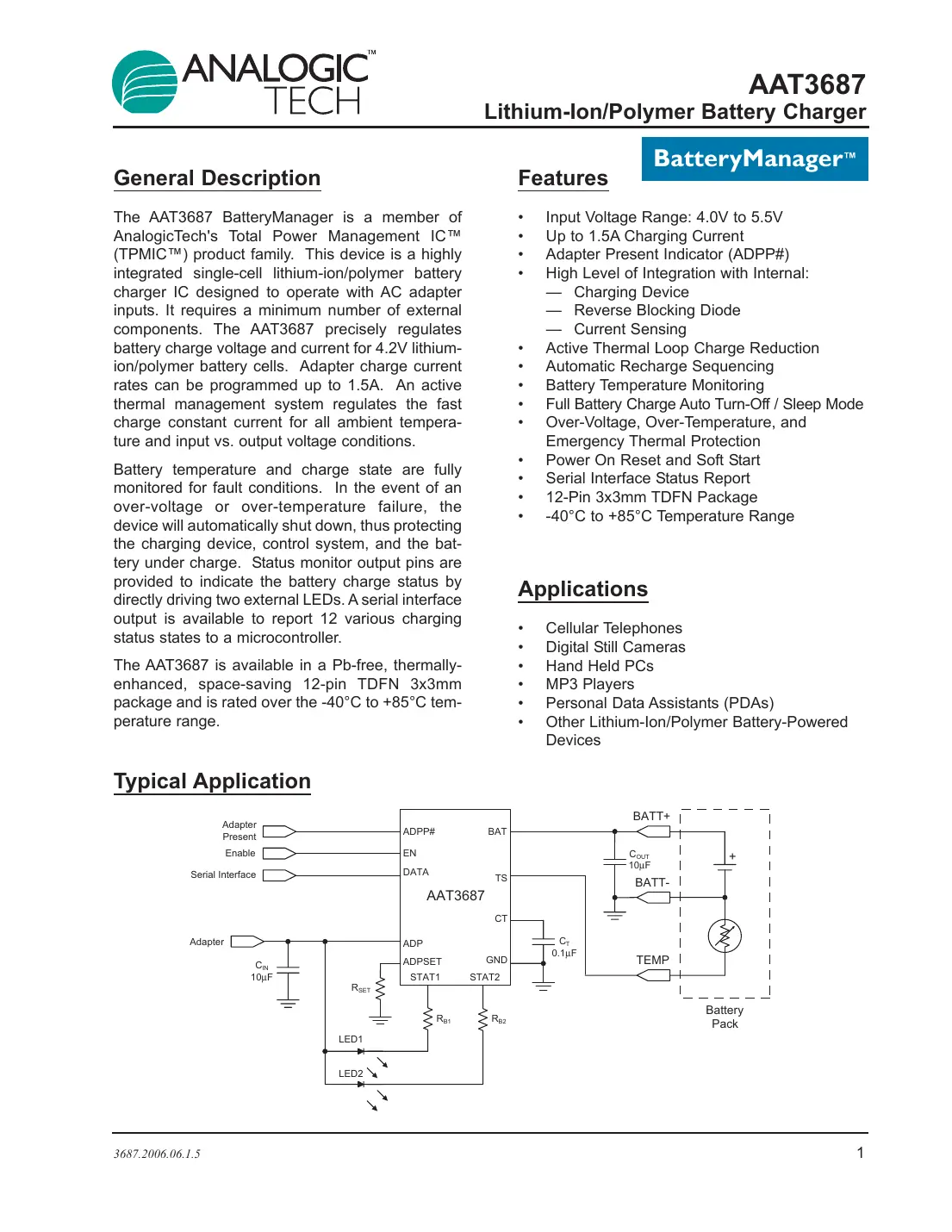 aat3687 Datasheet Page 1