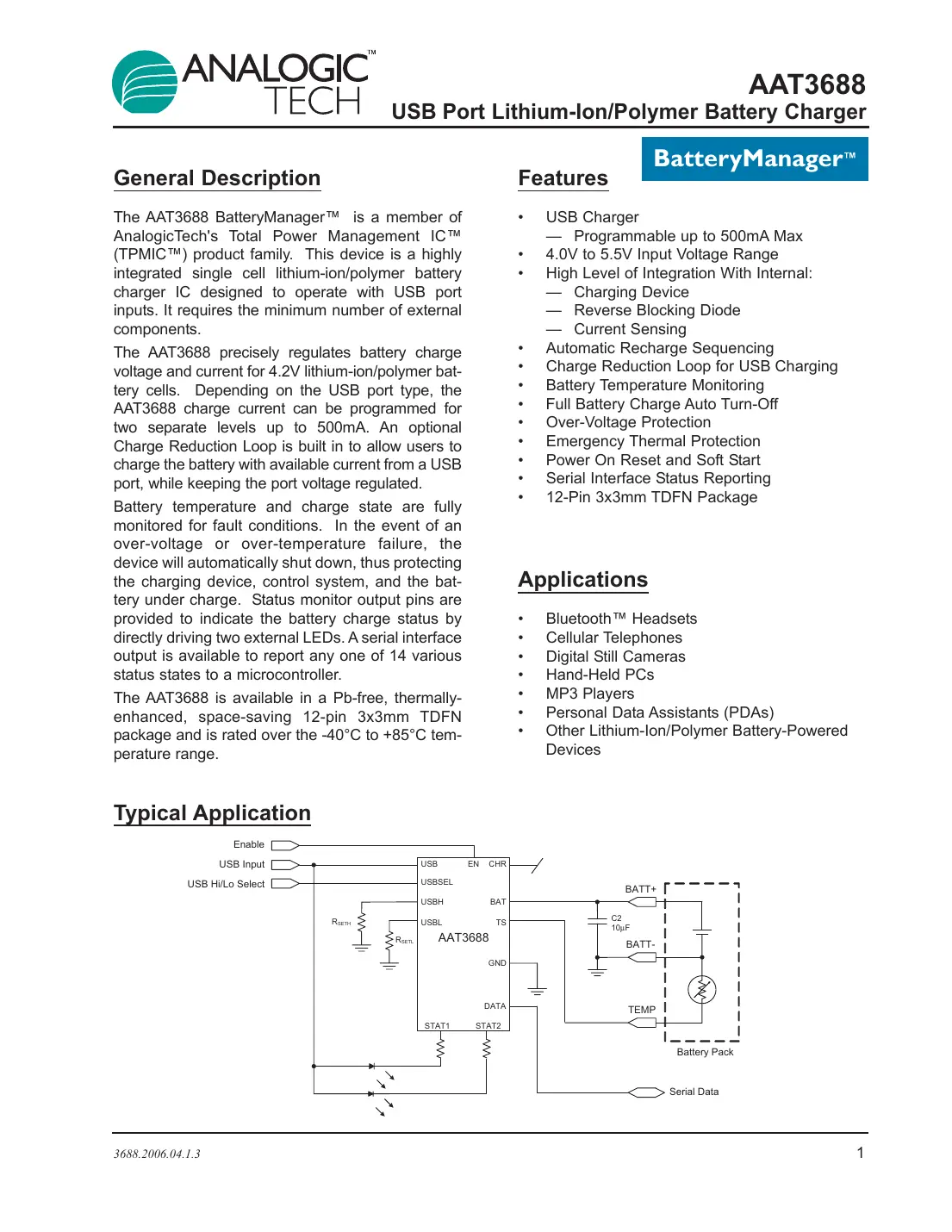 aat3688 Datasheet Page 1